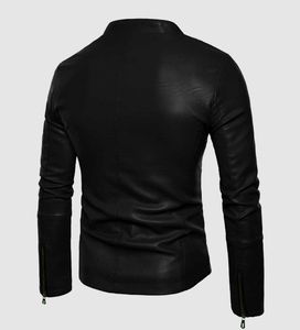 New Design Custom Made Men <b>Leather</b> Winter <b>Jacket</b> Breathable Sheep Fur Collar <b>Long</b> Sleeve Button Genuine Coat Winter <b>Jacket</b> - Product Image 6