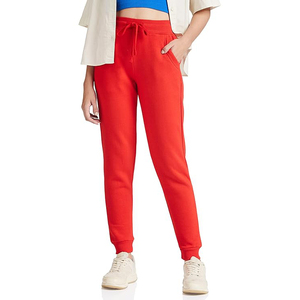 Pantalones Deportivos de Forro Polar para Mujer, Color Rojo Intenso, para Invierno, Cintura Elástica, Venta al Por Mayor de Fábrica, Estilo Europeo - Product Image 1
