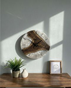 Glossy White Epoxy Resin River Wooden <b>Wall</b> <b>Clock</b> Antique Style Art Unique <b>Decorative</b> for Home & Office <b>Decor</b> - Product Image 4