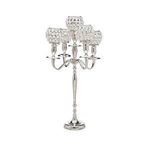 Premium Quality Centerpieces <b>Candelabra</b> In Stainless Steel Silver Color <b>Candelabra</b> With Crystal Boll At Cheap Prices - Product Image 1