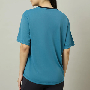 เสื้อยืดคอกลมผู้หญิง สีเขียวอมฟ้า ผ้าฝ้าย 100% ทรงปกติ แขนสั้น สไตล์ลำลอง แห้งเร็ว เป็นมิตรกับสิ่งแวดล้อม ยับยาก เหมาะสำหรับฤดูใบไม้ผลิ - Product Image 2
