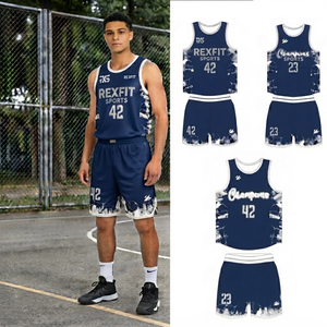Ensemble de maillots de basket-ball personnalisés REXFIT, sublimés, respirants, débardeur et short, uniforme d'équipe pour hommes, vêtements de sport toutes saisons - Product Image 2