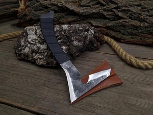 Forged Steel Tomahawk <b>Axe</b> With Rubber <b>Handle</b> Survival Hatchet Custom Damascus Blade Design - Product Image 5