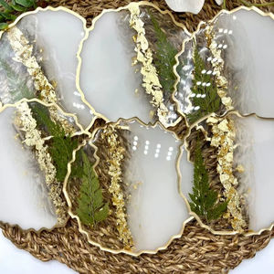 Premium Resin Coaster Set For Office Conference <b>Table</b> Drink <b>Protection</b> And Elegant Decorative <b>Table</b> Styling - Product Image 1