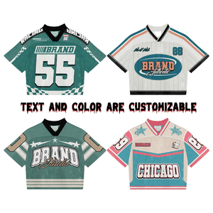 Customized Men’s Screen Printing Boxy Graphic T-shirts Vintage V Neck Sports Football T Shirt Mesh Soccer Jersey T-Shirt - Product Image 5