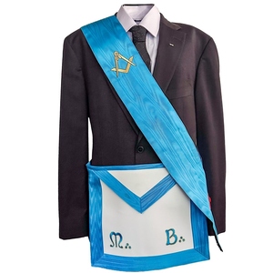 Ensemble de tablier de Maître Maçon M. B. Sash Rite Français, broderie machine professionnelle, dentelle, épingle de sûreté, maçonnique cérémoniel de qualité supérieure - Product Image 2