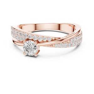 Bague de fiançailles en or rose 18 carats, élégante et luxueuse, avec diamant de laboratoire taille brillant rond de 1 carat, pour anniversaire de mariage - Product Image 1