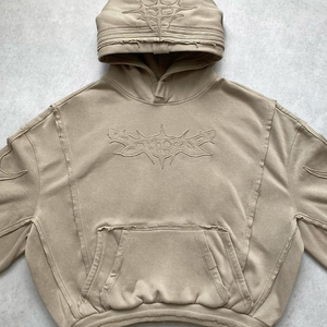 Sudadera Vintage Lavada y Desgastada para Hombre, Sudadera con Capucha Original de Gran Gramaje, Bolsillos Dobles, Apta para Invierno, con Apliques - Product Image 5