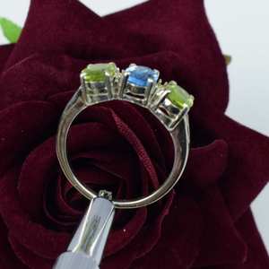 Swiss Blue Topaz And Peridot Ring Oval Cut 925 Sterling Silver Engagement Ring Jewelry For Her - Product Image 3