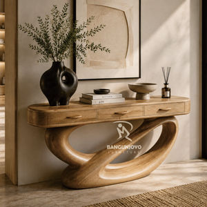 Modern design Suar wood <b>console</b> <b>table</b> with three drawers - Product Image 3