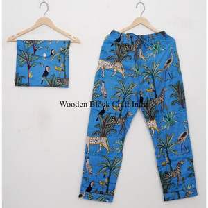 New Design Soft and Breathable Material Pure Cotton jungle Printed Designer Night Suits <b>Top</b> and Pajama Sets from India Wholesale - Product Image 2