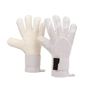 Football Goalkeeper Gloves Full Finger Non Slip Breathable Adjustable Wrist <b>Strap</b> Unisex White PU Microfiber Latex - Product Image 1
