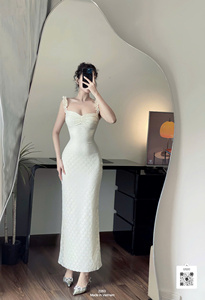 Robe longue moulante en dentelle à épaules dénudées pour femme, idéale pour les soirées, vente en gros ET2263 - Product Image 5