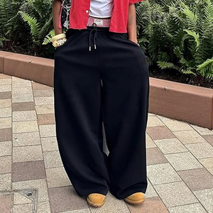Custom Men's Winter Eco-Friendly Breathable Woolen <b>Lined</b> High Elastic Waist Casual Wide Leg Track <b>Pants</b> Drawstring Pockets - Product Image 6