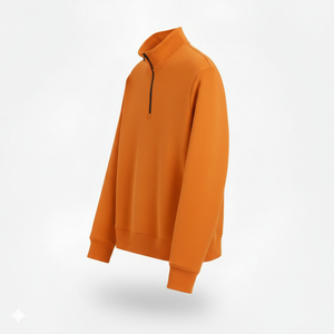 <b>Men's</b> Winter Fleece Half Zip <b>Pullover</b> Eco-Friendly Knitted Sweatshirt with Stand Collar Pocket Plain Dyed Half Zip Sweatshirt - Product Image 4