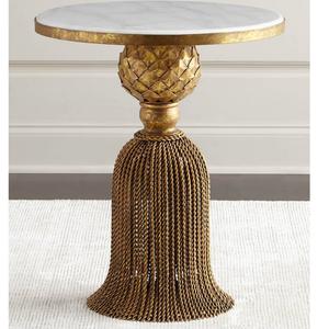 Mesa Auxiliar de Aluminio de Alta Calidad, Muebles de Primera Calidad, Detalles Metálicos, Mesa Otomana para Sala de Estar, Hogar u Hotel, en Latón - Product Image 2