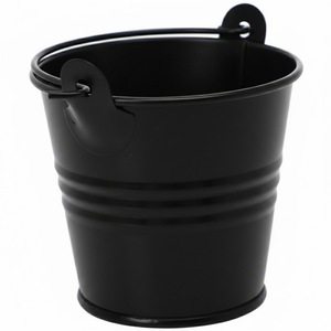 Seau en métal bleu, revêtement poudré, jardinières durables pour fleurs et plantes vertes, design minimaliste, seaux vintage - Product Image 6