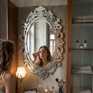 Miroir mural baroque vénitien élégant | Miroir décoratif en verre de style antique de luxe pour salon, chambre et décoration intérieure d'hôtel - Product Image 3