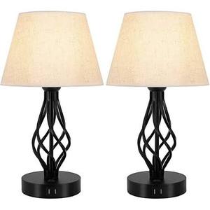 Lampe de table en fer noir écologique faite à la main KS International avec abat-jour en tissu pour la décoration de la maison, à utiliser au chevet et sur le bureau - Product Image 4