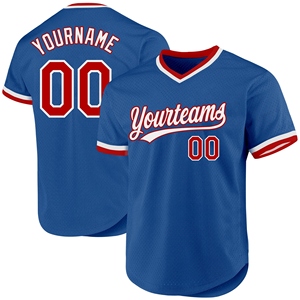 Wholesale Best Selling OMMIZ INDUSTRY Custom <b>Blue</b> <b>Red</b>-<b>White</b> Authentic Throwback Baseball Jersey - Product Image 1