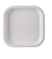 Assiette carrée biodégradable en bagasse de canne à sucre de 150 mm (6 pouces) blanche, jetable, pour desserts et gâteaux, vaisselle écologique pour fêtes
