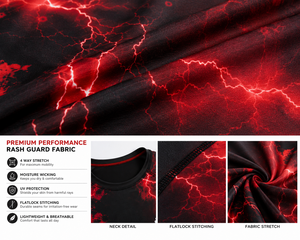 <b>Men's</b> Red Lightning <b>Compression</b> <b>Shirt</b> Short Sleeve Rash Guard Gym Fitness Workout Athletic Base Layer Performance Sportswear Tee - Product Image 5