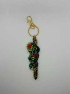 Hand Embroidered Eco-Friendly Woven Fruit Pattern Beaded Lemon Carabiner Keychain Felt Cut Style <b>Bag</b> <b>Charm</b> - Product Image 5