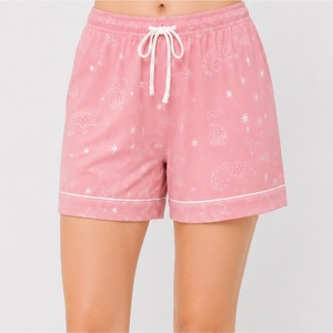 Ensemble de pyjama pour femmes, manches longues, imprimé, 2 pièces, vêtements de nuit en coton, style décontracté d'été, ensemble de shorts à boutons sur le devant - Product Image 5