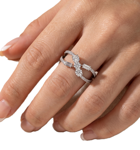 Bague de mariage minimaliste torsadée en or massif 10K 14K 18K avec émeraude et diamant de laboratoire taille ronde, clarté DEF VS VVS, et moissanite - Product Image 5