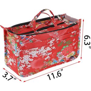 Organizer per Borsa a 13 Tasche Stile Floreale Festivo con Manico, Alta Capacità, Stampa, Inserto Funzionale per Borsa a Mano, Moda - Product Image 3