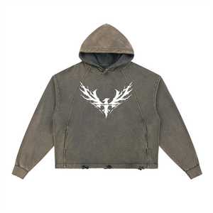 Sweat à capuche oversize bleu clair pour homme en coton molletonné avec logo imprimé sur le devant, style streetwear décontracté pour l'automne - Product Image 3