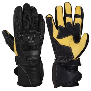 Gants de moto en cuir durables, à doigts entiers, antidérapants, compatibles avec les écrans tactiles, unisexes, fermeture à boucle, polyuréthane - Product Image 1
