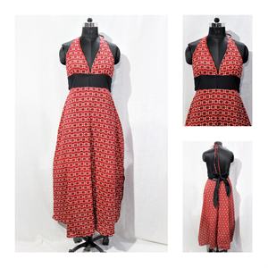 เดรสผ้าฝ้ายพิมพ์ลายดอกไม้คุณภาพสูง แขนกุด ทรงเอไลน์ ยาวคลุมเท้า เอวธรรมชาติ สไตล์ลำลอง ซักได้ - Product Image 3