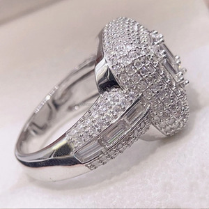 <b>Iced</b> Out Hip Hop Engagement Moissanite Baguette Cut Cluster <b>Ring</b> Custom Design 925 Sterling Silver Rhodium Plated Wedding <b>Ring</b> - Product Image 6