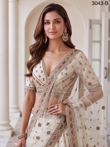 Lehenga Choli de Seda Slub Premium para Novia con Bordado Gotta Patti Dori Zari, Trabajo de Espejo Real y Dupatta de Malla Suave para Boda - Product Image 3