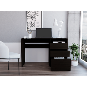 DEPOT E SHOP Scrivania per computer nera Kenai con un ripiano e 3 cassetti - Product Image 2