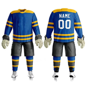 Uniformes Personalizados para Equipos de Hockey sobre Hielo, 100% Poliéster, Pedidos al por Mayor de Fábrica, Fabricante OEM ODM - Product Image 1