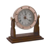 Horloge de bureau nautique antique en métal avec fonction de projection, mouvement mécanique, calendrier, design poli - Article cadeau