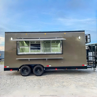 Remorque de camion-restaurant grise personnalisée à double essieu, cuisine de concession pour la restauration rapide, les collations et les boissons