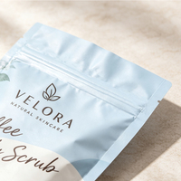 Low Mop Sachet Doypack cosmétique imprimé personnalisé avec fermeture éclair pour café, gommage corporel, sel de bain thermoscellable, sacs d'emballage 200g