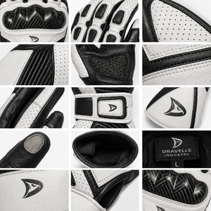 Gants de moto en cuir blanc OEM personnalisés avec protection renforcée des doigts et logo de marque privée - Product Image 5