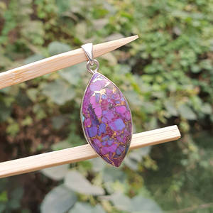 Vente en gros 925 argent Sterling grand Marquise pendentif collier violet cuivre Turquoise breloques plaqué or bijoux fins de confiance - Product Image 5