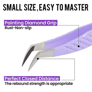 Pinzas para extensión de pestañas para cuidado de belleza, instrumentos para pestañas con logotipo personalizado, estilo de agarre de diamante. - Product Image 3