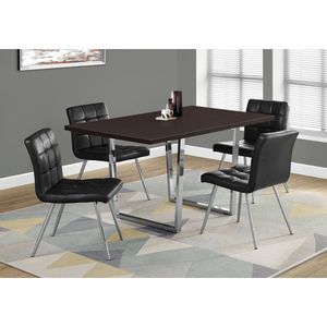 Contemporary 60\" Rectangular Dining <b>Table</b> <b>Brown</b> Laminate with Chrome Metal Accents for Kitchen and Dining Room - Product Image 5