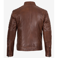 Jaket Kulit Sapi Coklat OEM Musim Dingin 2026, Laris Manis, Kerah Tegak, Resleting Depan, Kantong, 100% Kualitas Tinggi, MOQ Rendah