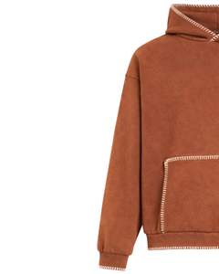 Sweat-shirt à capuche marron oversize pour homme, avec poche kangourou, style streetwear, épais, décontracté, pour l'hiver, fabricant OEM - Product Image 3