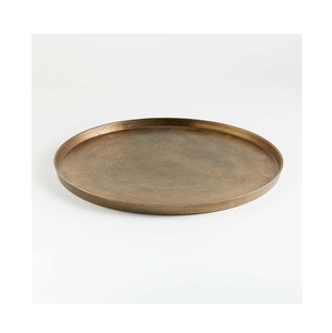 Luxury Round Brass Rim Serving <b>Tray</b> Decorative Platter Minimalist <b>Gold</b> Metal Circular <b>Tray</b> for Coffee Table Low-profile serving - Product Image 2