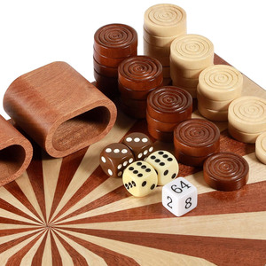 Handcrafted Wooden <b>Backgammon</b> Set With Inlaid Points Wooden <b>Pieces</b> Dice And Cups In A Foldable Storage Case Design For Enjoyment - Product Image 5