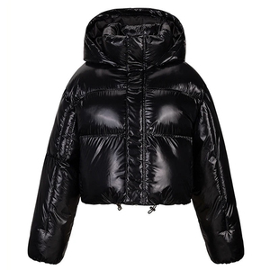 Women's Winter Warm Bubble Puffer <b>Jacket</b> Breathable Nylon Coats with Shiny <b>Light</b> Zipper Closure Printed Pattern Crop Style Women - Product Image 1
