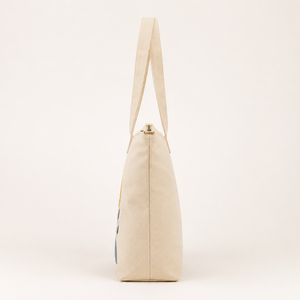Sac fourre-tout tendance en toile de coton imprimée avec fermeture éclair et bandoulière, grande capacité pour la plage, les courses et le shopping - Product Image 5